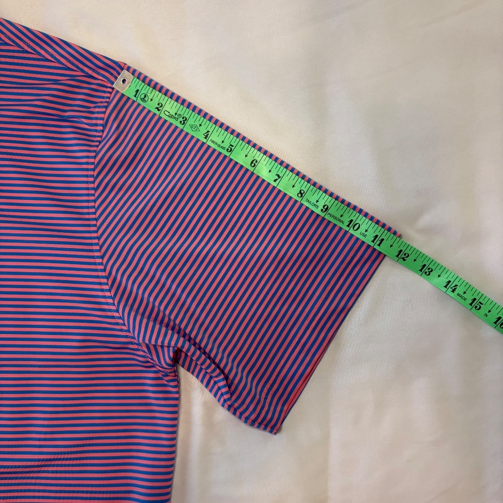 FootJoy Golf Shirt Short Sleeve Striped Blue Pink Embroidered Crest Size XL - Picture 4 of 7